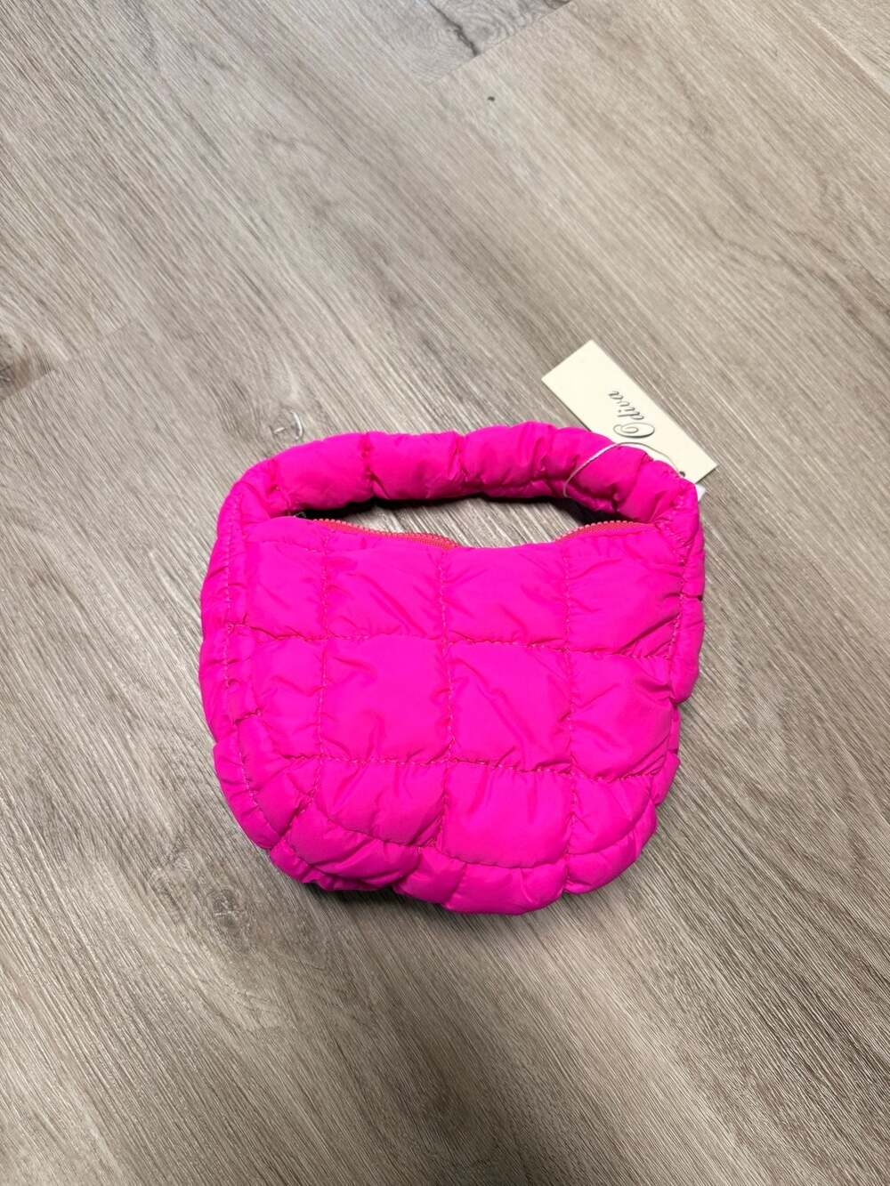 Oliva Mini Puffy Quilted Nylon  Hot Pink Bubble Puffer Purse